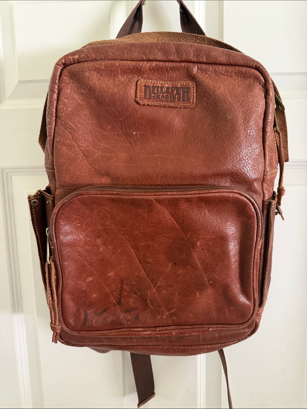 Duluth Trading Co Chestnut Brown Full-Grain Leather Backpack